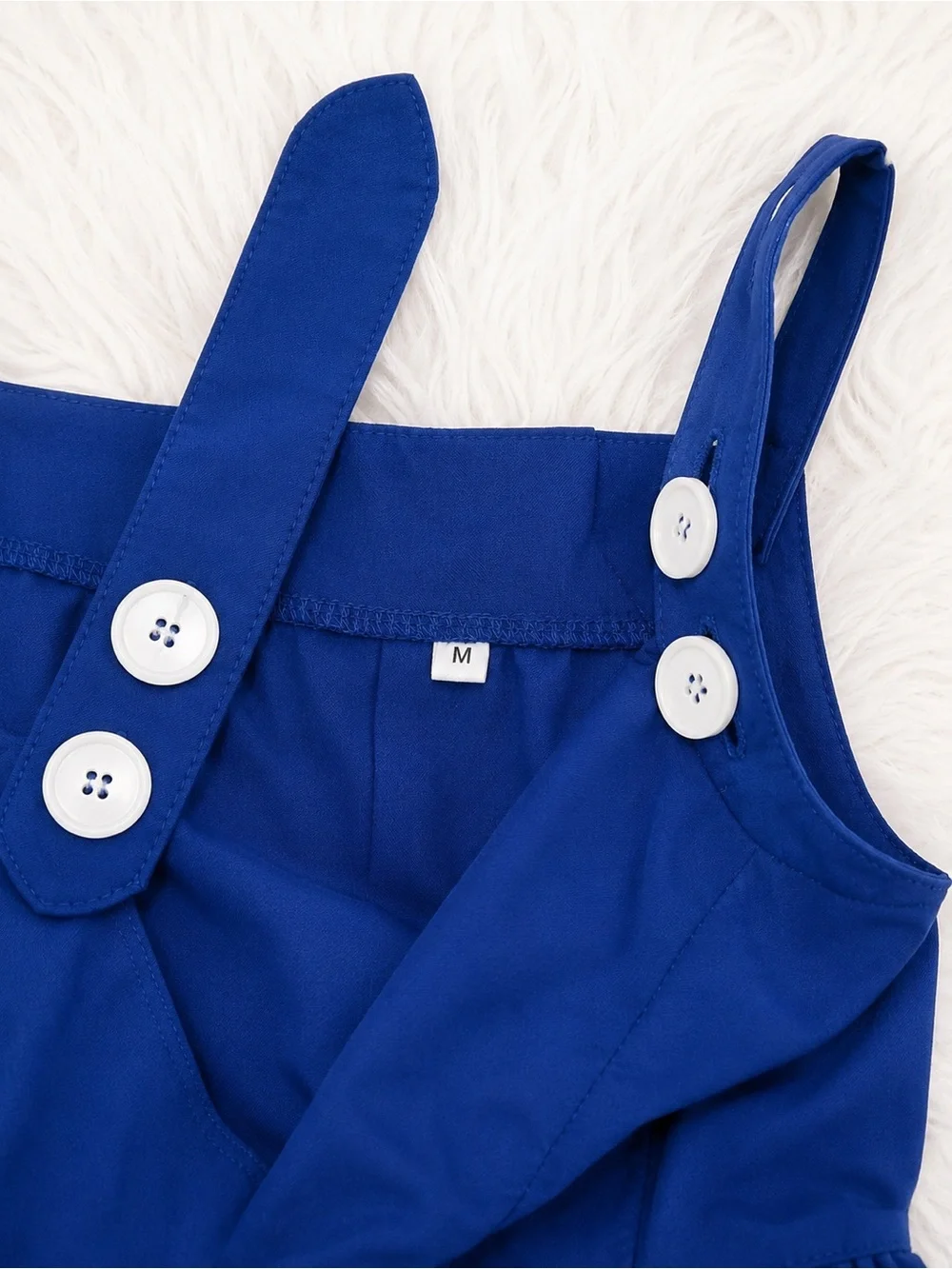 Cobalt Blue Wide Leg Jumpsuit Overalls Medium Boho Minimalist Boutique Romper - Picture 2 of 3